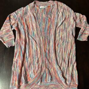 Christopher & Banks Rainbow Cardigan Sweater Open Knit
